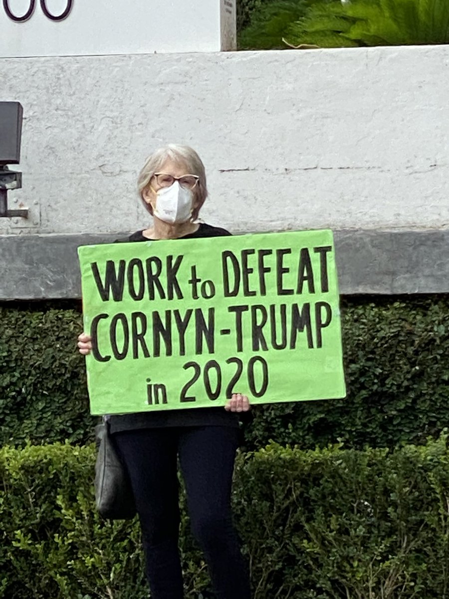 ciaobird's tweet photo. Bad for Texas: Coward John Cornyn. Vote him out! #TuesdaysAtCornyns Week187 #Houston #GoodTrouble #WhyIMarch #SilenceIsNotAnOption #BlackLivesMatter #ComplicitCornyn #VisibleIndivisible #StandOnEveryCorner #SaveThePostOffice #COVID19 #Indivisible #Vote #MJHegar for #Texas https://t.co/J7jwE1jgxz