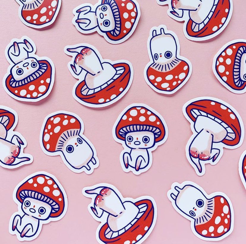 babulassle's tweet photo. These mush-butts by the #creative @hannakinart (Instagram) are the vinyl #stickers that I never knew I needed. It’s true, #illustration and emotion are best friends... even for a mushroom! Shop the maker’s stickers in their Instagram bio 🍄 https://t.co/UuD4Gp2rVH