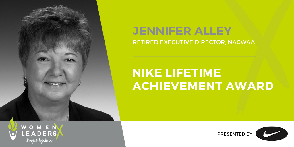 Congratulations to Jennifer Alley, our 2020 <a href="/Nike/">Nike</a> Lifetime Achievement Award Recipient! We are so excited to continue your celebration during #WomenLeadersX!💙💚#SheLeads

Learn more about Jennifer here ➡️ ow.ly/I1M450BhBoP