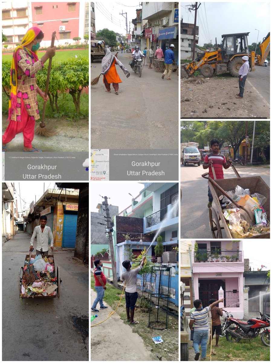 #SwachhataWarriors of @NagarNigamGkp carried out a citywide cleanliness and sanitization drive to fight the spread #Covid19 & keep the city garbage-free. @UPGovt @nagarvikasup @myogiadityanath @Dm_Gorakhpur
