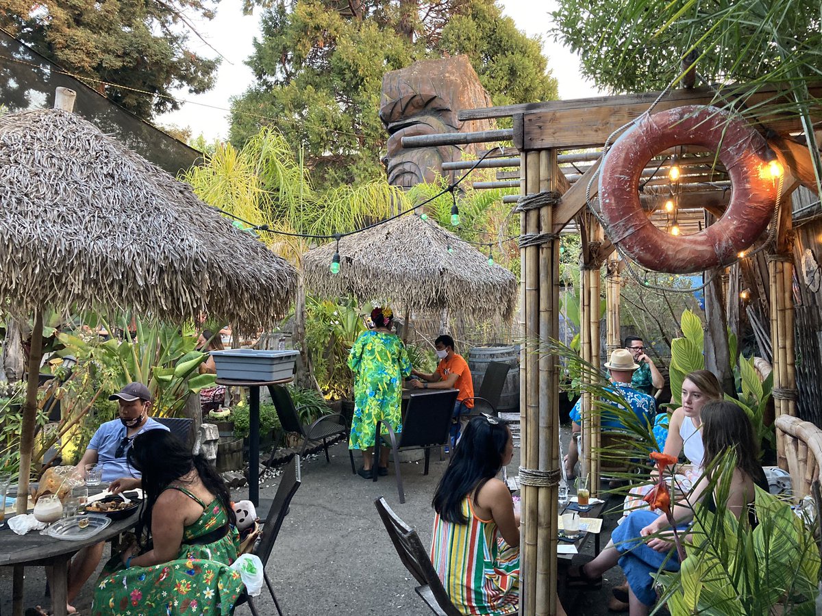 peterhartlaub's tweet photo. Is there a better outdoor dining space than this in the Bay Area?

I didn’t even know @ForbiddenIsland in Alameda had a parking lot, but apparently they do, and transformed it into an outdoor tiki bar. 

This looks like a Disneyland ride. ⬇️ https://t.co/6qYGQaYWiK