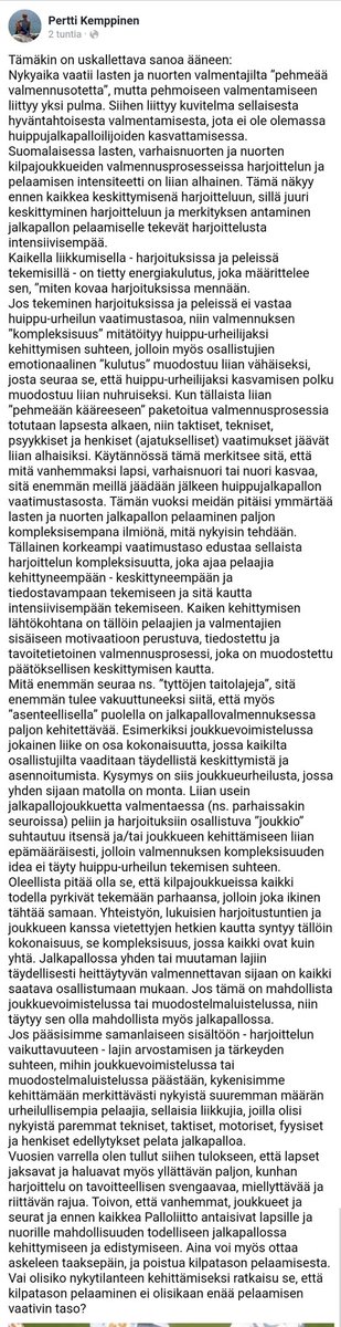 Vaikka tämäkin asia on moneen kertaan sanottu, niin hienoa lukea kun joku osaa kirjoittaa asian juuri niin kuin se on ja vieläpä ilman minkäänlaista kiihkoilua.
<a href="/PekoPertti/">Pertti Kemppinen</a> on kova äijä, edelleen!
facebook.com/1516642440/pos…