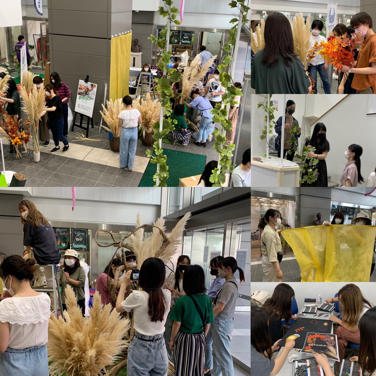 tsb_flower's tweet photo. フラワービジネス学科２年生の授業風景です。秋🍁をテーマにエントランスを装飾しました🍇
#東京スクールオブビジネス
#フラワービジネス学科
#授業風景
#フラワー装飾
#秋 https://t.co/7OHi6C6T3S
