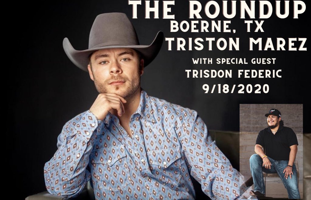 TrisdonFMusic's tweet photo. Alright y’all I can’t wait to see everyone out in Boerne TX with @TristonMarez on 09/18! 

If you want to be there RT this now for your chance to win 2 free tickets for you and the guest of your choice! Winner will be chosen 09/15. https://t.co/56eLqUKQqz