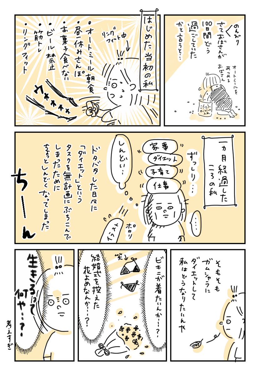 100日後に痩せるかもしれなかったおばさんの……
結果発表………………☺️!

(期待してフォローしてくださった方、ほんと大したことなくてごめんな)

毎日の朝食にイイネくれた方、コメントくれた皆ありがとう!
優しい!好き!
また自分の人生を100日で刻んで、小さなことを続けてみたいです。 