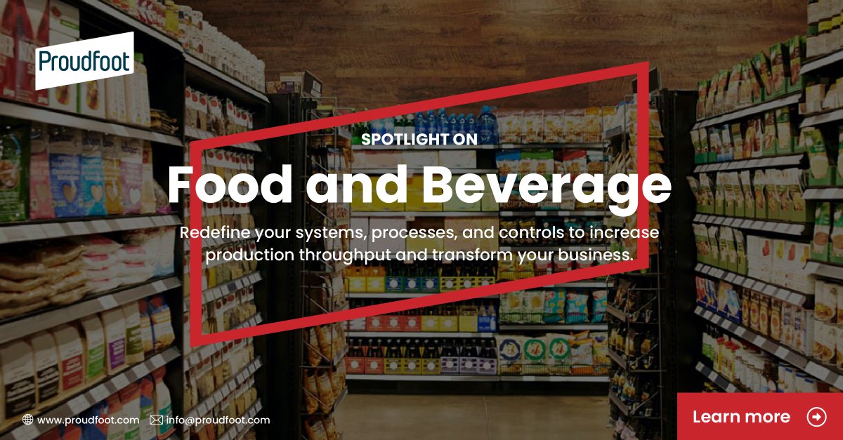 Increasing #production throughput in #F&amp;B is hard enough. But you also need to do this without compromising quality and hygiene standards and ensure that improvements are sustainable. With Proudfoot, you can achieve the impossible. Learn more  at bit.ly/3h9yNGF