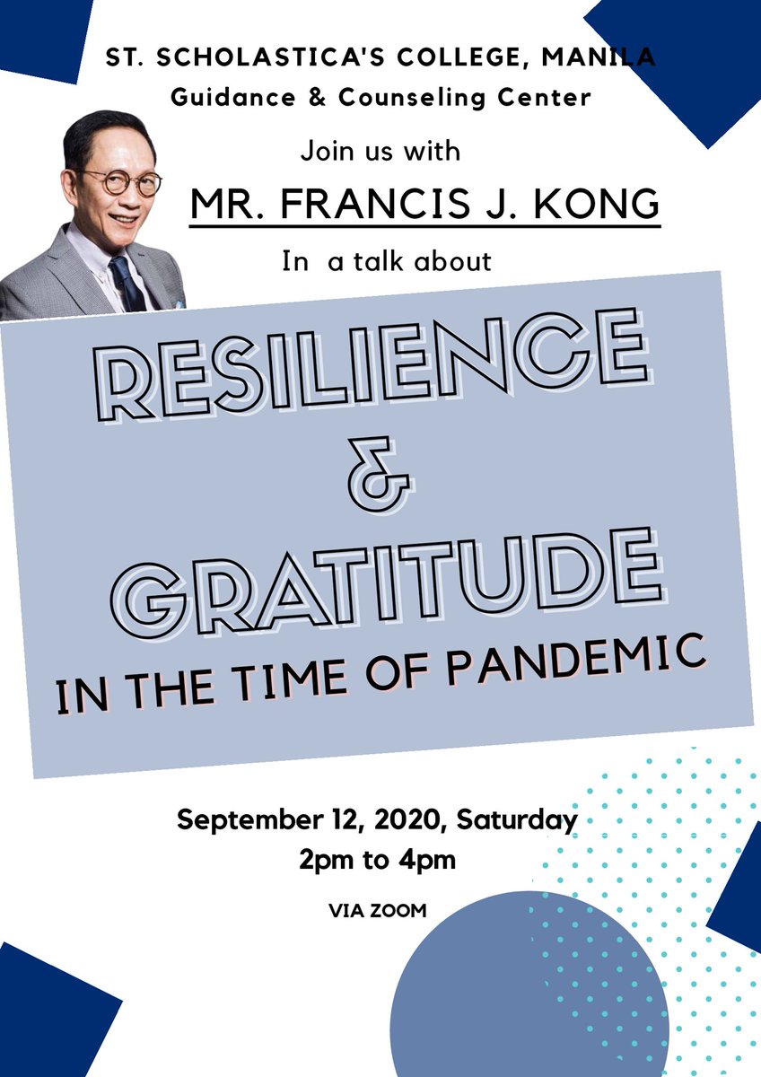 sscmnl_sc's tweet photo. Calling all Scholastican Parents
& Guardians! 📣
The SSC Manila Guidance & Counseling Center will be hosting its very first virtual talk on “Resilience & Gratitude in the Time of Pandemic” this coming Saturday, September 12 to help our dear Scholasticans get #ReadyToSHIFT! 💙 https://t.co/bpkRaSNP8u