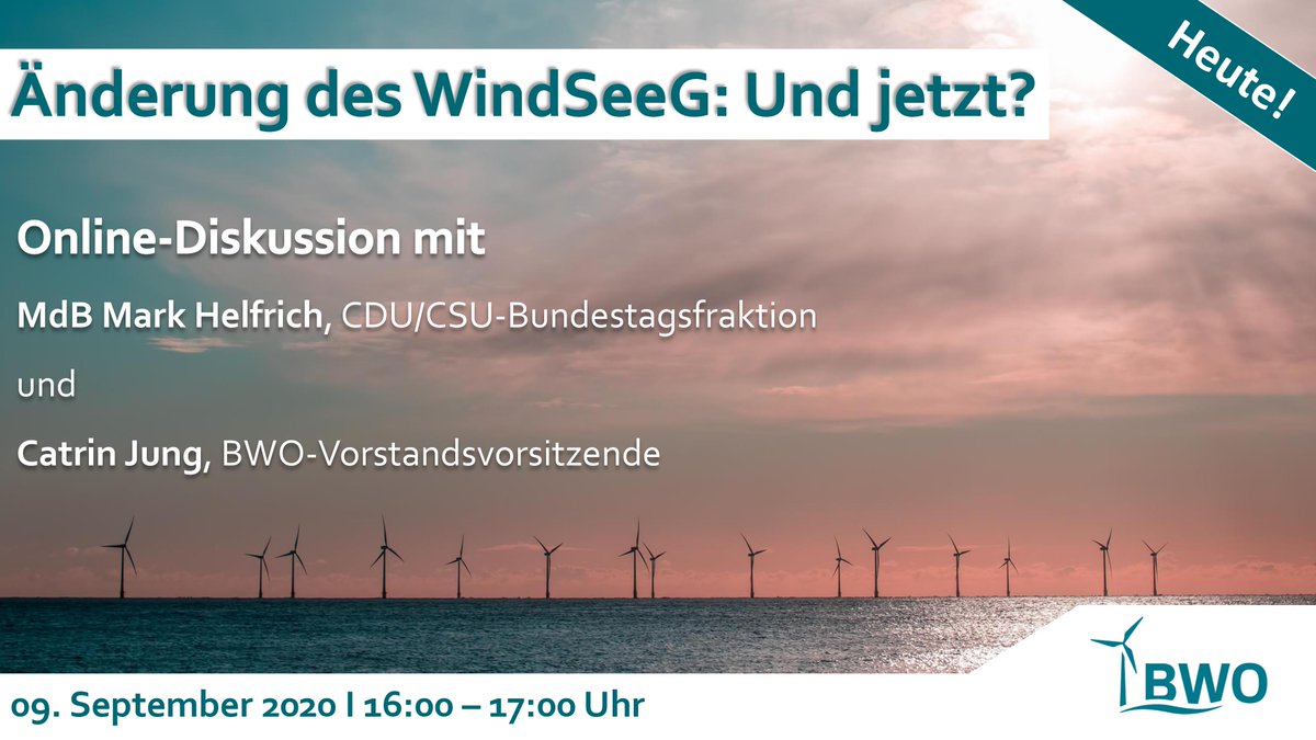 👏📢Jetzt noch schnell anmelden und mit MdB Mark Helfrich von der <a href="/cducsubt/">CDU·CSU</a> und unserer Vorstandsvorsitzenden <a href="/CatrinJung/">Catrin Jung</a> über wichtige Themen wie das #WindSeeG, #grünerWasserstoff und europäische Vernetzung von #offshorewind-Projekten diskutieren! 👉register.gotowebinar.com/register/31214…🙌