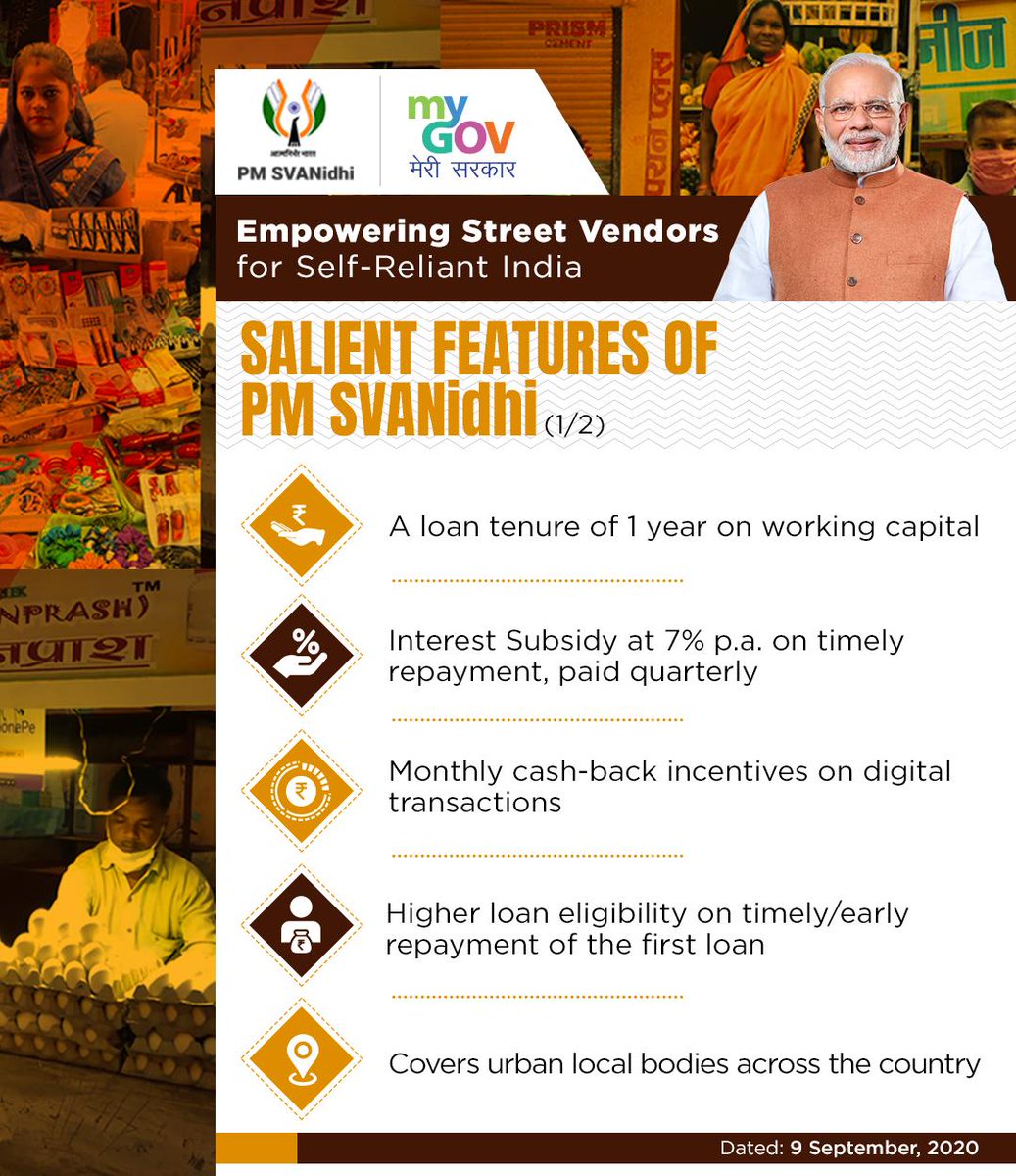 kishanreddybjp's tweet photo. Empowering over 50lakh street vendors across the country, the @narendramodi government launched PM #SVANidhi Yojana, a special micro credit facility for street vendors.
#AatmaNirbharVendor https://t.co/7ovXUXNzPF