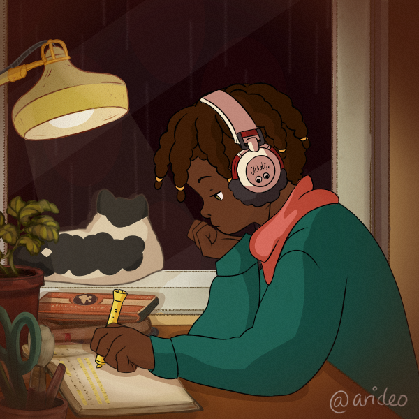 LOFI HIP-HOP MAKER by @.arideo (tumblr)>14 skintones>blemishes, acne>no lips or noses>braids, twists, locs, textured hair, etc>hearing aids>kippah>hijab, headwrap>turban>kittie/worm :^) https://picrew.me/image_maker/457262