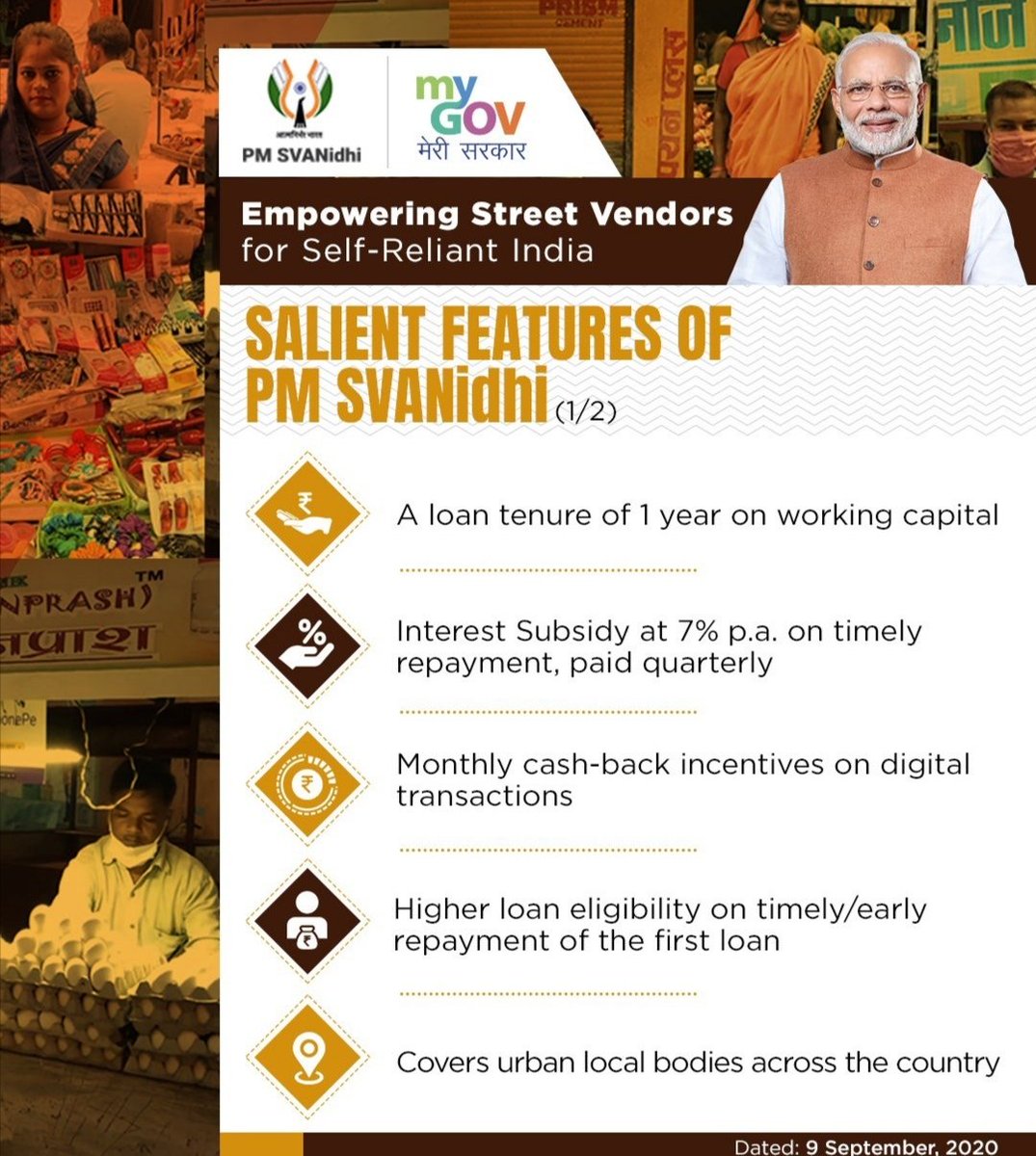 IndiaEritrea's tweet photo. #PMSVANidhi targets to cover 5 million street vendors. Special micro-credit facilities under #AatmaNirbharBharat campaign to facilitate street vendors to access easy working capital loans. 
#AatmaNirbharVendor https://t.co/KWrUQrdeLK