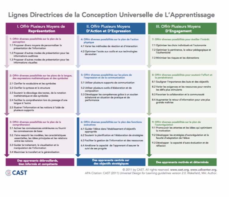 Top ressource 👍

Excellent dossier pour passer  de la #differenciation à un enseignement #inclusif en mettant en œuvre dans la classe les principes de la Conception Universelle de l’Apprentissage 👉 innovation.sainteanne.ca/wp-content/upl…