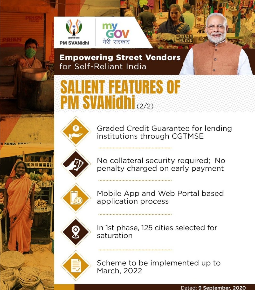 IndiaEritrea's tweet photo. #PMSVANidhi targets to cover 5 million street vendors. Special micro-credit facilities under #AatmaNirbharBharat campaign to facilitate street vendors to access easy working capital loans. 
#AatmaNirbharVendor https://t.co/KWrUQrdeLK