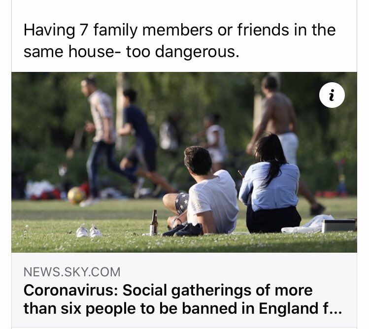 I’m confused! It’s early but have I read this right?! ✅School fine ✅Bus/ train fine ✅Eating out - our moral duty ✅Pub fine ✅Shops fine Houses ❌❌❌very dangerous. That will sort it! ‼️‼️⁉️❓