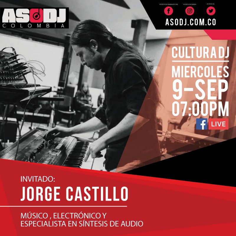 AsoDJ Colombia presenta en Cultura DJ:

Sintetizador: El Majestuoso Sonido del Siglo XX.

Presentan: Jack N’ Brothas.

Conferencista Invitado:
Jorge Castillo.

Miércoles 09 de septiembre a las 7 pm, hora colombiana.

A través de la fanpage AsoDJ Colombia facebook.com/asodjcolombiao…