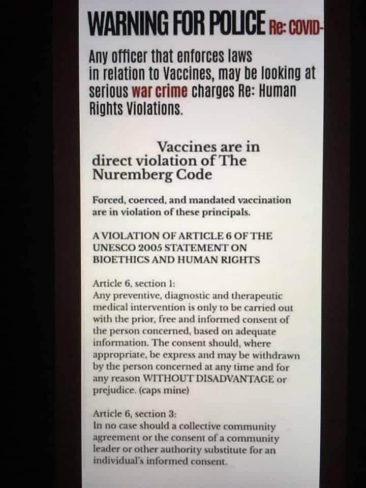 FredOneonine's tweet image. #Vaccinations are in direct violation of #TheNurembergCode.
#HumanRightsViolations #WarCrimes #ForcedVaccinations
#BillGates #Eugenics #Covid1984
#Depopulation. Spare the world of self-proclaimed billionaire experts
and their paid enabler sycophants. #AnnavonReitz