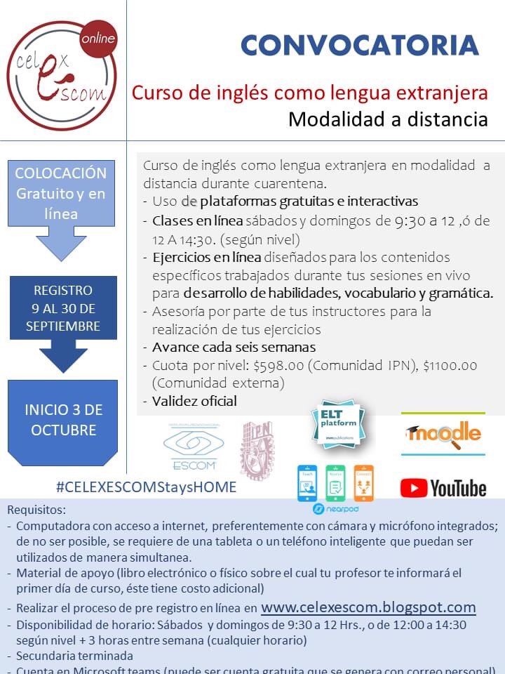 celexescom's tweet photo. https://t.co/3fn3AhiMeM Registro abierto. Inicio 3 de octubre. Validez oficial #CELEXESCOM #Inglés https://t.co/hkNA6Zmq1W