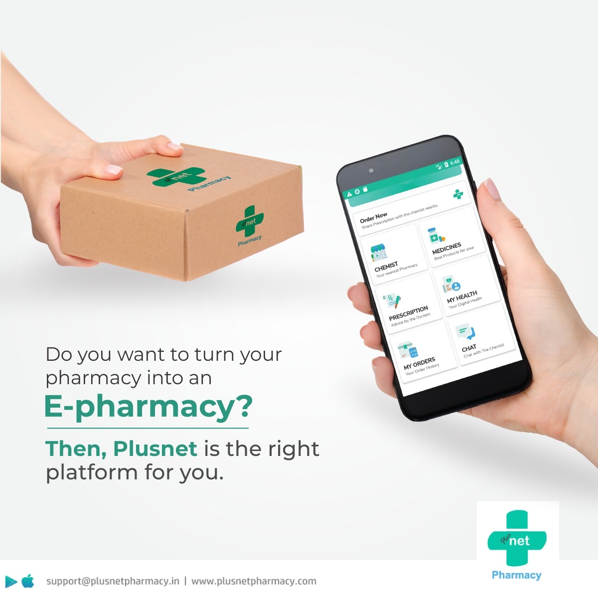 PlusnetPharmacy's tweet photo. Turn your local pharmacy into an E-pharmacy. Get in touch with us today on support@plusnetpharmacy.in

#PlusnetPharmacy #Plusnet #Pharmacy #PharmacyHeroes #Medical #Medicines #COVID19 #IndiaFightsCorona #Coronavirus #CoronaCrisis #homedelivery #Deliveryathome #QuickDelivery https://t.co/P2lXFPicOu