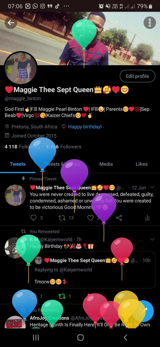 maggie_binton's tweet photo. I've got balloons 💃🏽💃🏽Happy 21st Birthday To me🎉🎈🎊🎊😊Thank You Lord For blessing ,guiding and Protecting me. I wouldn't have made it this far if it wasn't for your Unconditional love ♥️♥️To 21🥂🍾 #TeamSept https://t.co/3wORyHA2sK