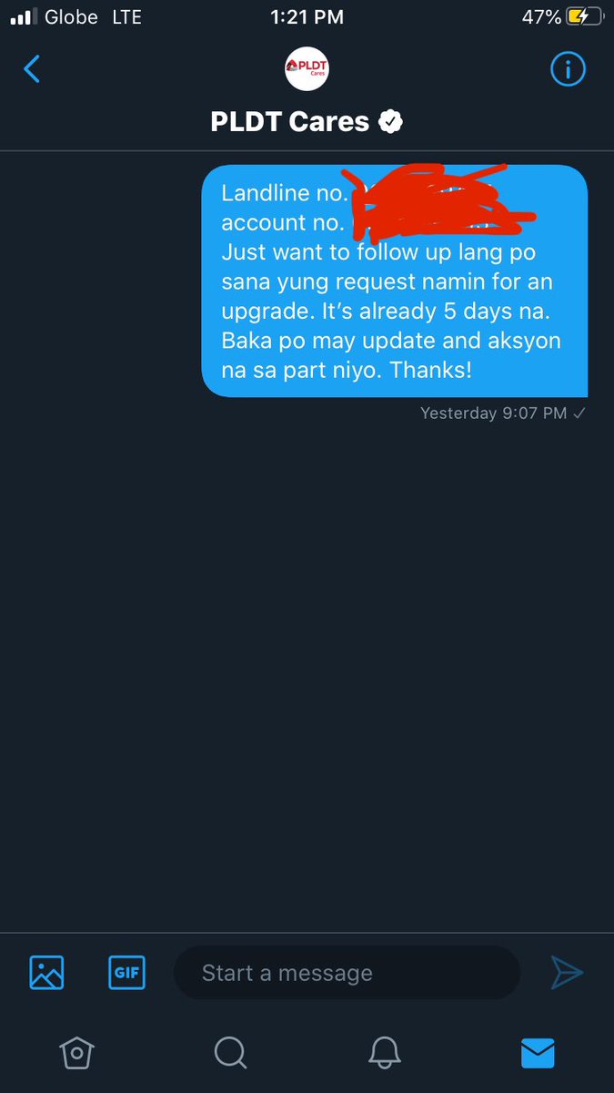 ItsKimNobleza's tweet photo. @PLDT_Cares @heijelneri Weh? I already message and folllow up my request but until now. No response!!! https://t.co/ioI6SrmHbA