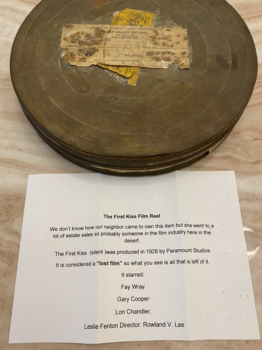 GUYS. I’m literally speechless. My grandma sent me (among other things) this film reel for my birthday. According to the slip she included, it’s from a 1928 LOST silent Paramount film called The First Kiss starring Fay Wray and Gary Cooper. Honestly I feel wrong to have this.