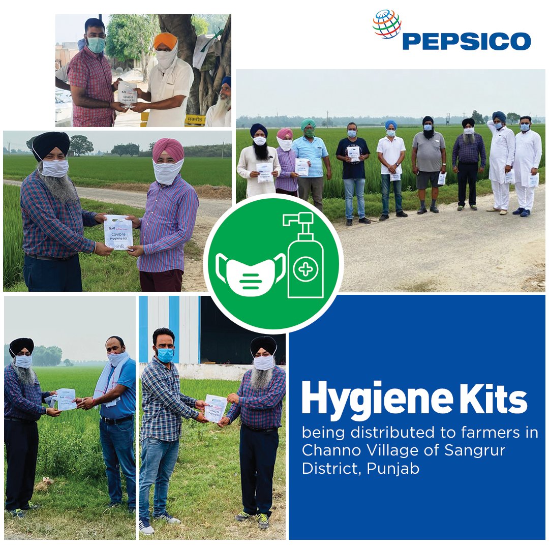 Farmers are working tirelessly to put food on our table. To support them, PepsiCo India is rolling out awareness programs focused on washing hands, wearing masks &amp; social distancing in Sangrur, Punjab. Hygiene kits are also being distributed to farmers. #IndiaFightsCorona