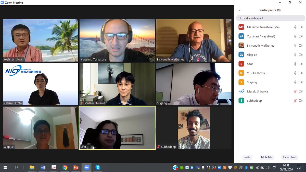 MaxTornatore's tweet image. No trip to Japan this year for our  JUNO2 project on disaster resiliency in optical networks. Instead a marathon confcall, with lot of great brain-storming. A big thank you to my colleagues in UCDavis and NICT #juno2 #MachineLearning #disasterresiliency