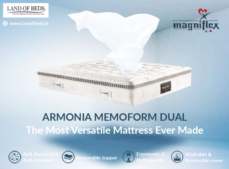 Armonia Memoform Dual, The Most Versatile Mattress Ever Made from #Magniflex

Visit our store in #Bangalore today.

#Magniflexmattress #Mattressbangalore #Landofbeds #Sleepessentials #Mattressstore #Mattressdealers