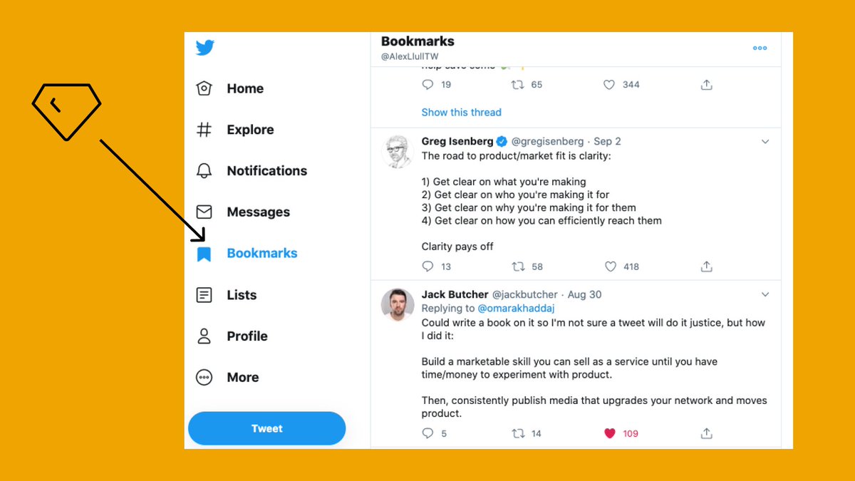 3/ Steal and stash!Once you find something valuable, take it and keep it safe.Keeping with the twitter example, I bookmark every tweet worth stealing.Some times I do it because of the style, sometimes because of the content, sometimes because both.