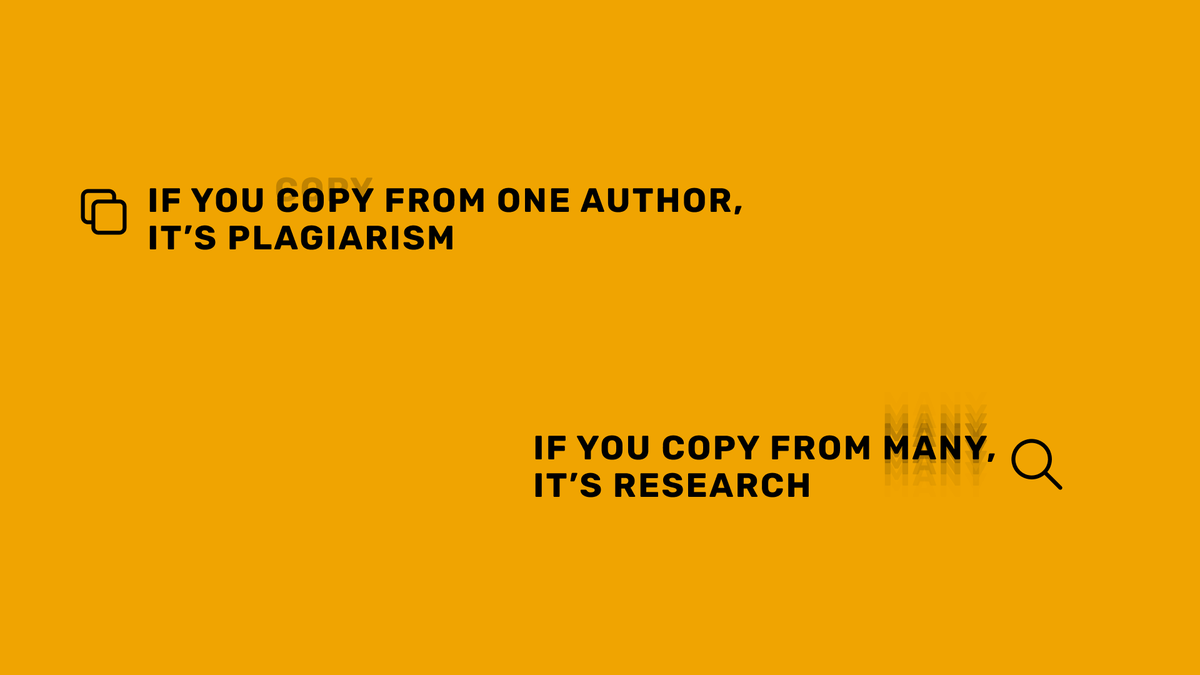 6/ Protip: steal from manyIf you copy from one author, it's plagiarism, but if you copy from many, it's research - Wilson Mizner.