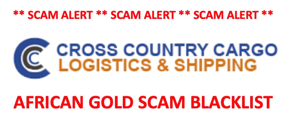 gold_scam's tweet photo. Cross Country Cargo SL is scam company used by Gold and Diamonds scammers.

Address:
45 Lunsar Makeni Highway, Sierra Leone
+232 78888984
info@crosscountrycargosl.com

Logistics and Shipping Company used by Gold &amp; Diamonds scammers like Edward Taylor https://t.co/4zPKkmHM59
