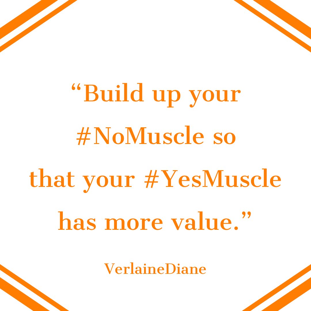 VerlaineDiane's tweet photo. Learn to exercise your #NoMuscle

It may be uncomfortable, uneasy — particularly when you come from a place of compassion. 

However, not all situations deserve a yes.

Build up your #NoMuscle so that your #YesMuscle has more value. 

#BeYouPowerfully https://t.co/nkFSOveJWH
