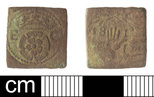 CrapFinds's tweet photo. A Post medieval copper alloy bifacial coin weight!
Reverse design tells us it was made in Antwerp in AD1581 (Hand symbol flanked by 8 & 1).
Faint C & I below indicate it was made by Cornelis Janssen.
Weight equivalent to a Crown.
SOM-DBDBBA - Somerset
#WeightWednesday💕 https://t.co/B9fIqQQ9Fb