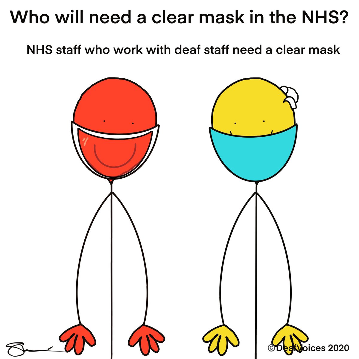 Who needs a clear mask in the NHS? Clear masks can make a huge difference when worn by the colleagues of deaf NHS staff <a href="/MattHancock/">Matt Hancock</a> <a href="/NHSEngland/">NHS England</a> <a href="/NicolaSturgeon/">Nicola Sturgeon</a> <a href="/Keir_Starmer/">Keir Starmer</a> <a href="/SWLSTG_NDS/">SWLSTG_DeafServices</a>