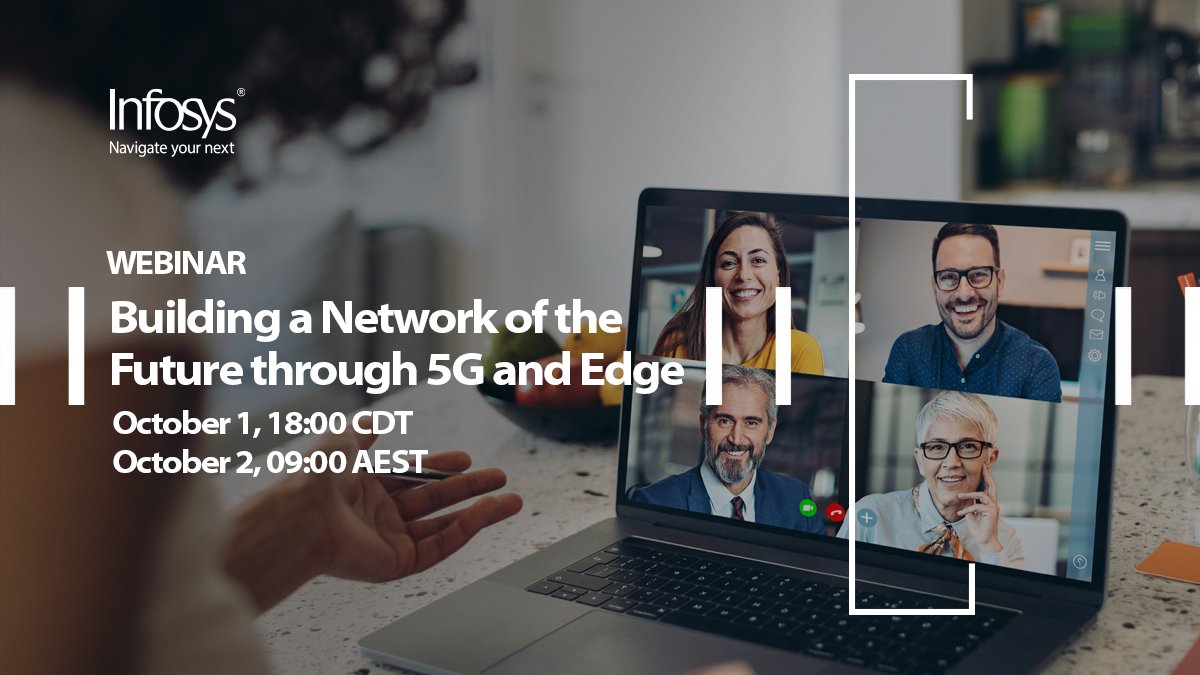 InfosysEvents's tweet image. 5G will enable enterprises to usher in a new era of #innovation, create new experiences and services. Join this webinar to gain insights from industry experts on #5G and Edge-led network innovations and technology initiatives. Sign up now: infy.com/2FcLALt