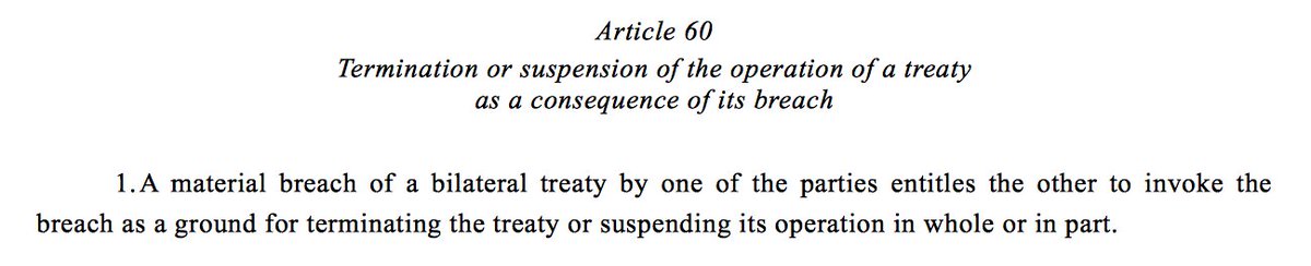 (1) Law of treaties angle. ‘Specific and limited’ relevant not for what it is but for what it is not; if one were trying to describe a breach that is NOT material, a phrase along these lines would probably come to mind. Purpose: preclude termination/suspension by the other Party.