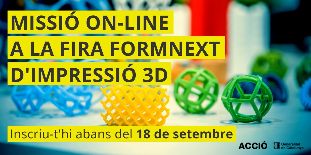 accio_cat's tweet image. No et perdis la fira @formnext_expo, el congrés d'#impressió3D industrial més important d'Europa.

Participa a la missió on-line, fes contactes i coneix les millors tecnologies per implantar a la teva empresa.

📝 Inscripcions fins el 18/9 ⤵️
agenda.accio.gencat.cat/cercador/-/act…