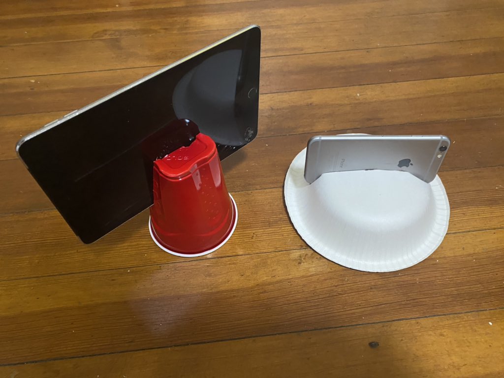 Digucator's tweet photo. Hope to challenge students to create their own camera tripods. Here are two of my designs with simple slits. Eventually intend to have them design/build ones out of foldable cardboard. Perhaps 3-D print. @dgoble2001 @reneehobbs @davishtv @KaraEClayton #designbuild #videoteacher https://t.co/5mm0FYHRZF