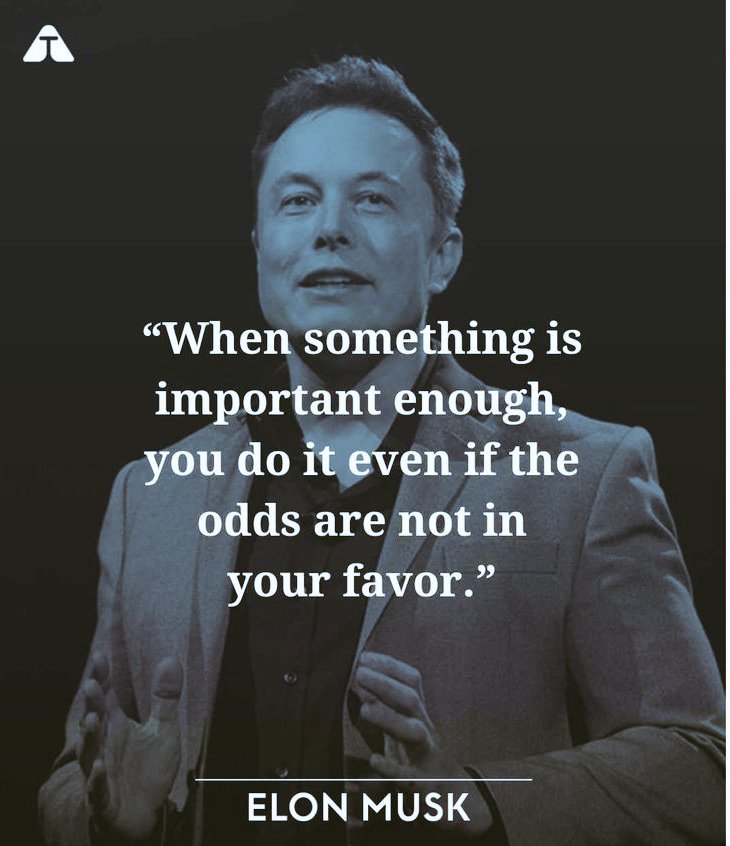 AfricaDataSch's tweet image. When it is important you do it even with the odds against you.
#Alwayscoding #WednesdayThoughts #WednesdayWisdom #keeplearning #MachineLearning #DataScience
@elonmusk