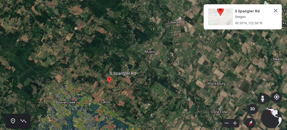 Julesong's tweet image. Most scanner traffic is about fires near Spangler, which I believe crosses Hwy 213 south of Carus.

Google Earth:
earth.google.com/web/search/Sou…

#Molalla #Carus #OregonCity