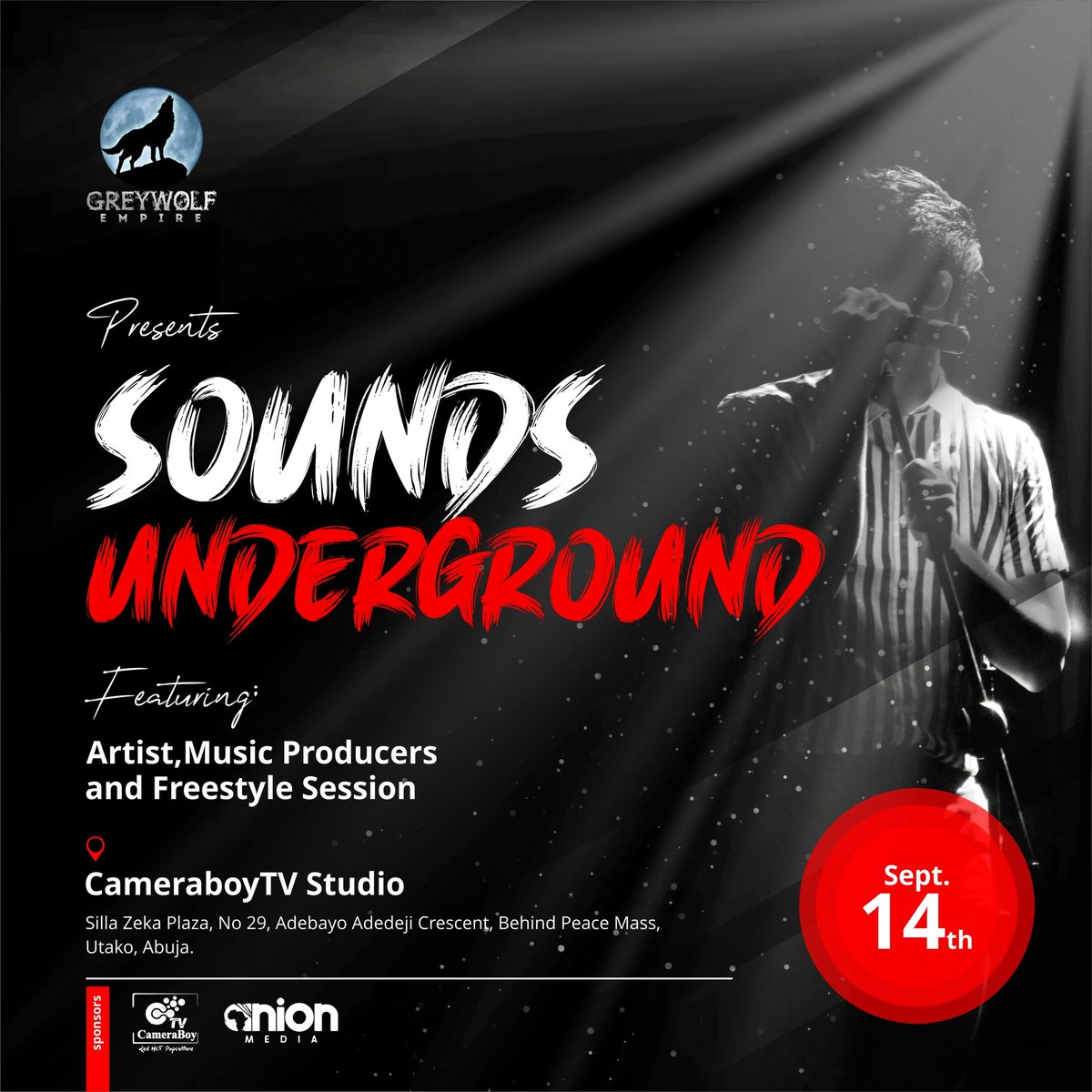 GreywolfEmpire's tweet photo. 🎧🎙️🎶Are you ready for our FIRST edition of "SOUNDS UNDERGROUND" GREYWOLF EMPIRE  is inviting all talented ABUJA based Artiste &amp; Music Producers for freestyle session and get a chance to win 1 million naira video shoot.
To enroll, Call 09046164015

➡️To participate: N20,000 https://t.co/3fbfVL7u4V
