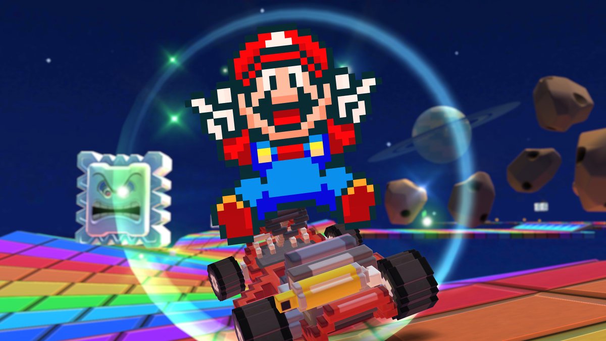 マリオカート ツアー ツアー前半には ドット姿のマリオ Sfc が登場 操るマシンはタイヤまでカクカクの 8 Bitスケルトン 斬新なフォルムで新たなツアーを駆け抜ける マリオカートツアー マリオカート ツアー ツアー前半には ドット姿のマリオ Sfc が登場 操るマシンはタイヤまでカクカクの 8 Bitスケルトン 斬新なフォルムで新たなツアーを駆け抜ける マリオカートツアー
