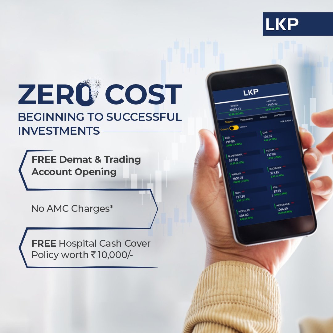 LKPSECURITIES's tweet photo. Begin your investments FREE of cost with LKP's Zero-cost Demat &amp; Trading Account opening! https://t.co/Ejnz0jOjS6