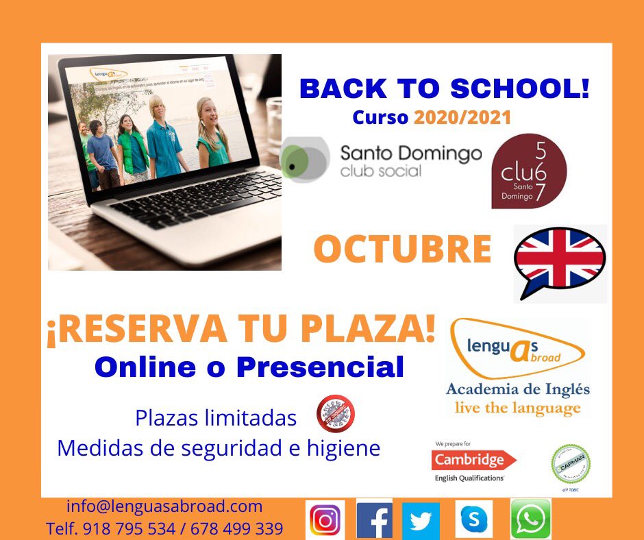 lenguasabroad's tweet photo. Arrancamos en OCTUBRE @club_567 #ClubSocialSantoDomingo #SantoDomingo #algete #VueltaAlCole #BackToSchool #English #spanish #French #Arabic https://t.co/Cdc1zhrfFD