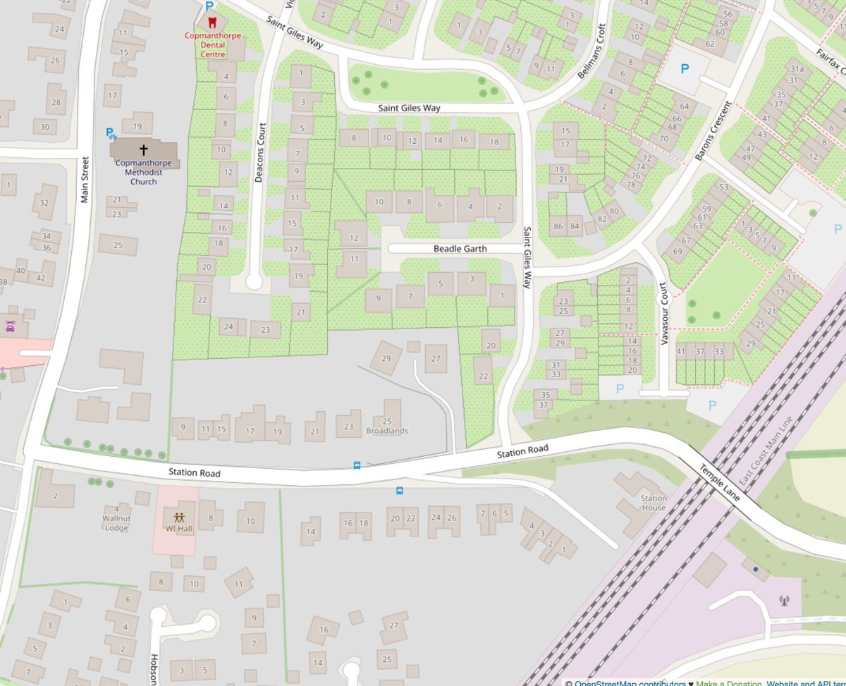 Focussing on my hosing estate , I mapped out all the individual buildings and added their address data. I went on to trace out their gardens and body fences. Yeah, it started to look cool.