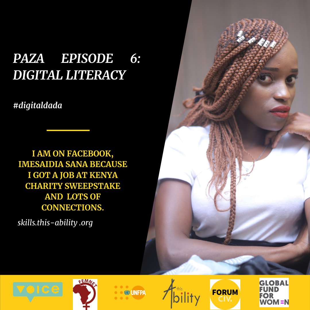 Our Paza episode 6 on Digital Literacy is Up. Listen to these young ladies on how they are using technology to better their lives and help other people living with disability. this-ability.org/paza-episode6/ #digitaldada #HUUwezo #DisabilityRights