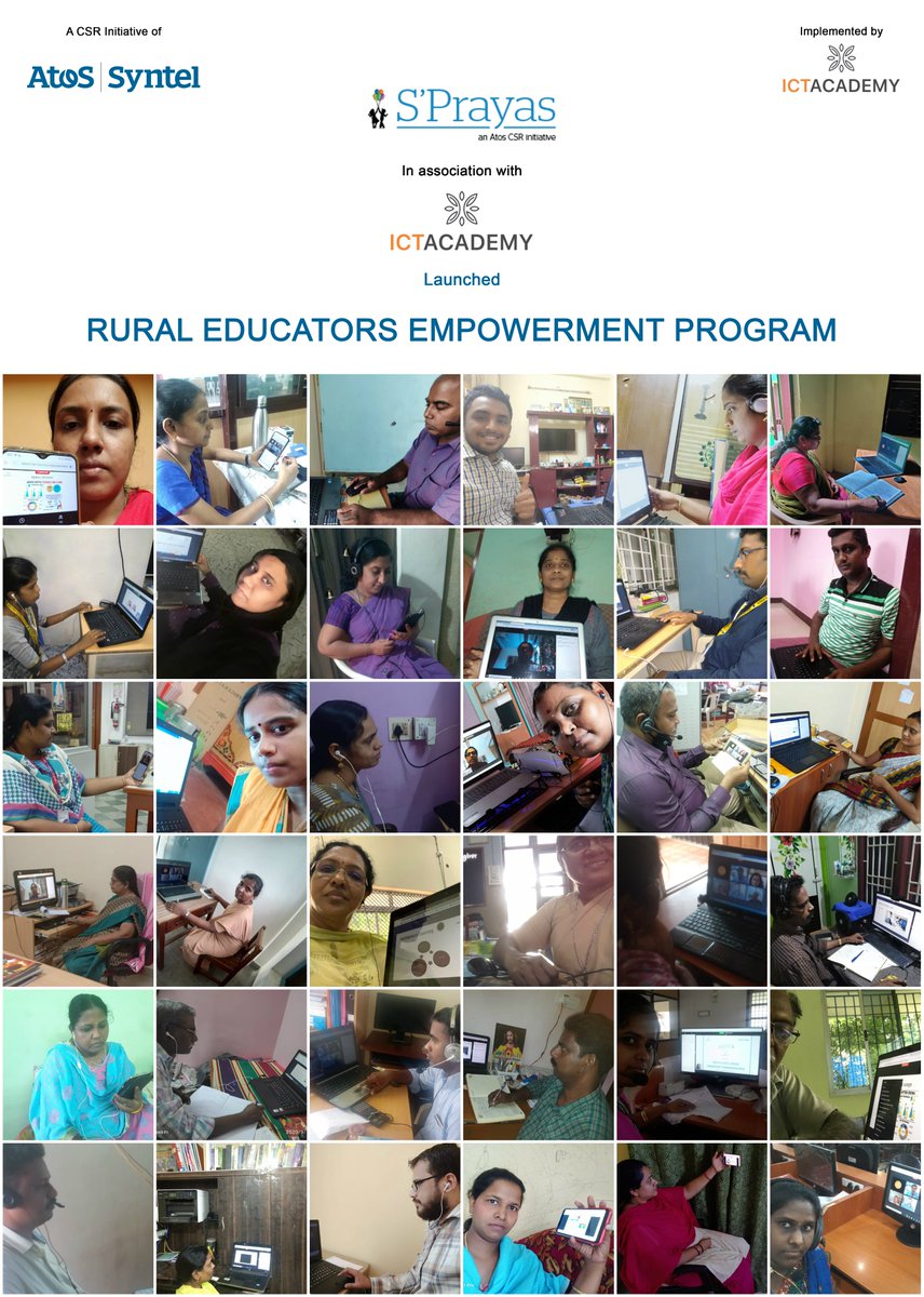 ictacademyindia's tweet photo. ICT Academy in association with #AtosSyntel S'Prayas Foundation commenced the first batch of Rural Educators #Empowerment Program, enlightening rural educators on Digital Teaching Techniques.
#ICTAcademyIndia #SPrayas #TeachingCourse #TeacherTraining #EducationCourses #CDTT https://t.co/AkakoCKAyS