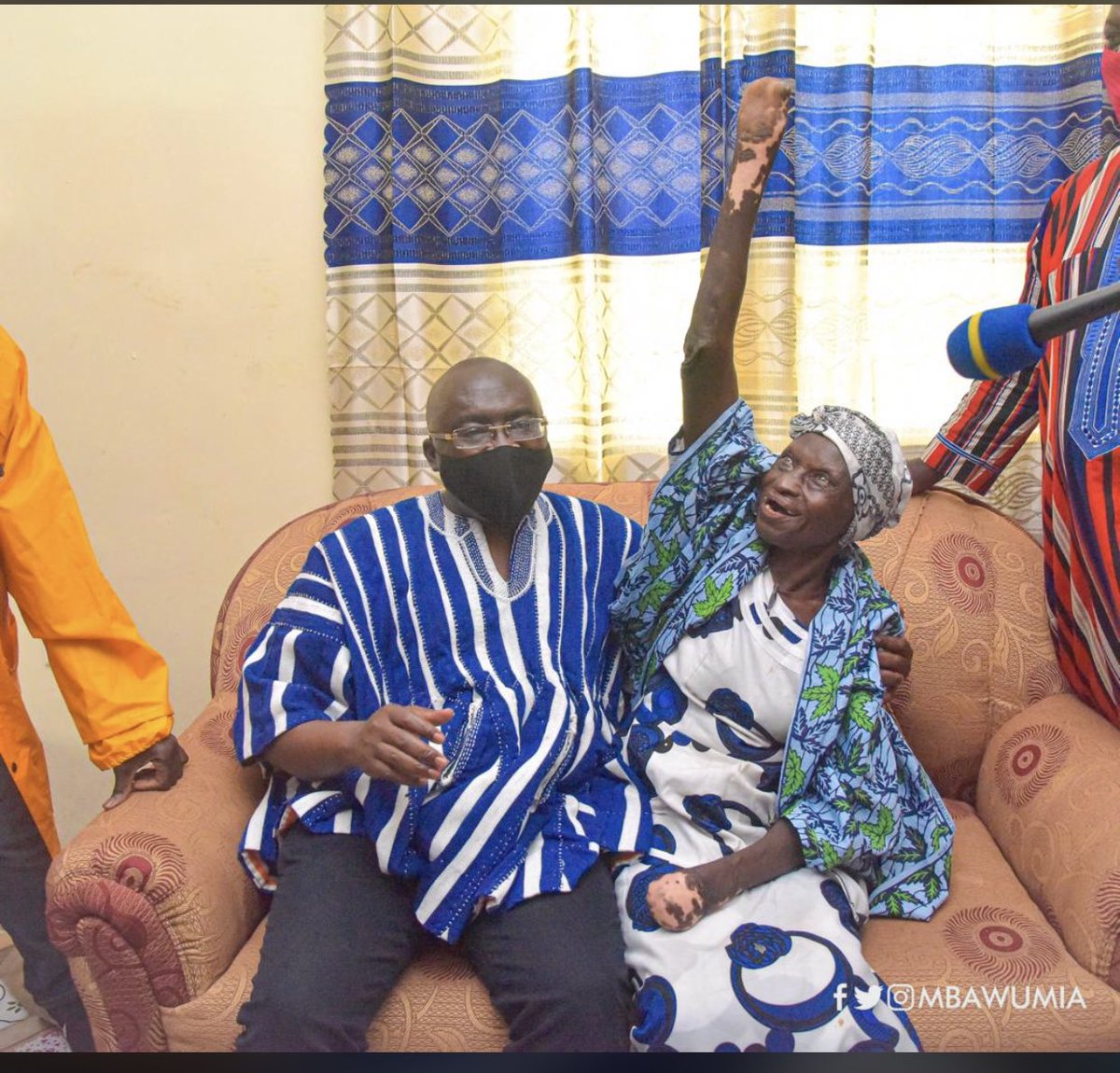 thenanaaba's tweet photo. Glad to see that Dr Bawumia moved an 82-year old leper from a death trap to a befitting house for a human being. 

I’m not just happy about the house but the sight of him sitting this close to a leper.

Lepers aren’t pariahs or any of the ridiculous myths perpetuated about them. https://t.co/wuX2OPT0pR