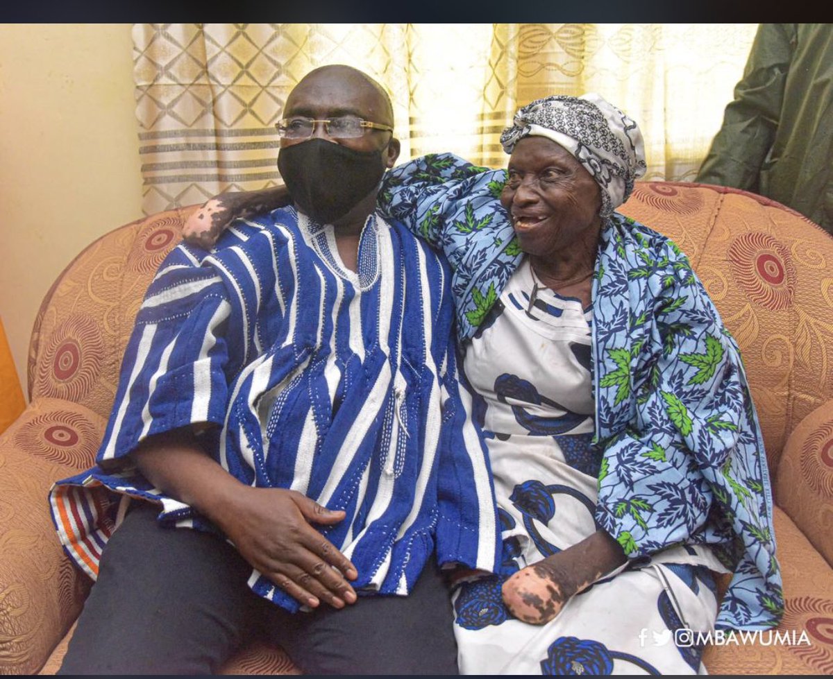 thenanaaba's tweet photo. Glad to see that Dr Bawumia moved an 82-year old leper from a death trap to a befitting house for a human being. 

I’m not just happy about the house but the sight of him sitting this close to a leper.

Lepers aren’t pariahs or any of the ridiculous myths perpetuated about them. https://t.co/wuX2OPT0pR
