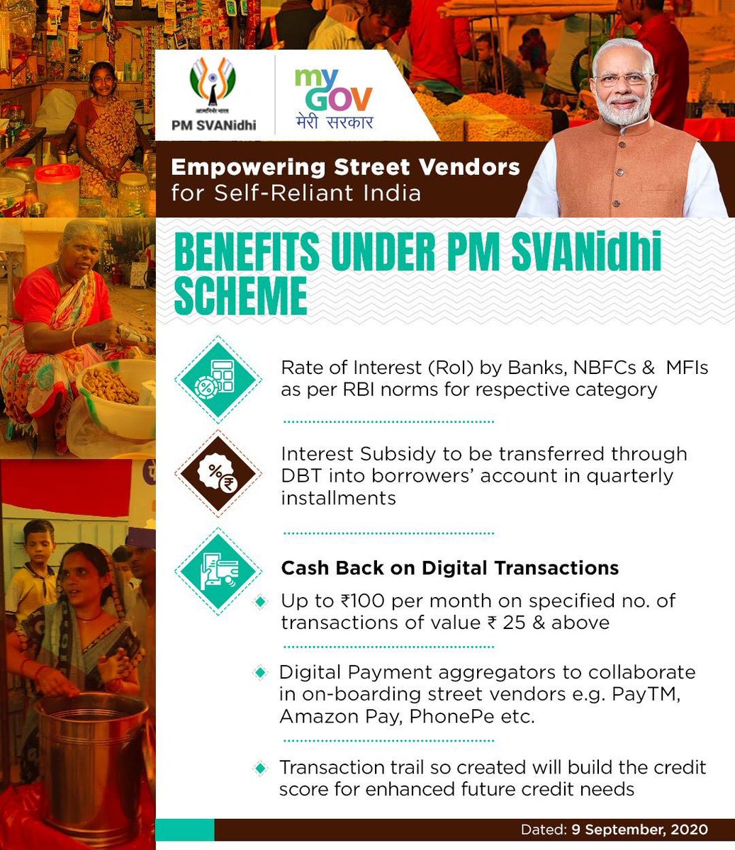 VMBJP's tweet photo. #PMSVANidhi reviving livelihood activities of street vendors impacted by lockdown &amp; #COVID19 

Launched by Hon'ble PM @narendramodi Ji,  #PMSVANidhi aims to provide affordable working capital loan to over 50 lakh Street Vendors. #AtmaNirbharVendor @AmitShah @JPNadda @BJP4Keralam https://t.co/sjVDbsRdoX